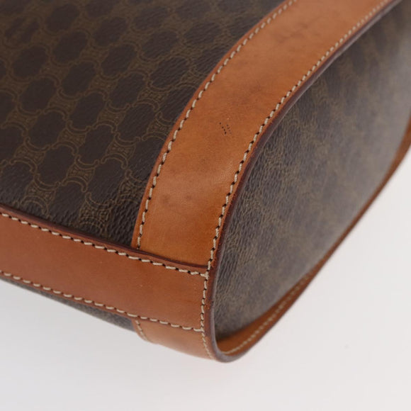 CELINE Macadam Canvas Mini Circle Bag PVC Leather Brown Gold Auth am11383A