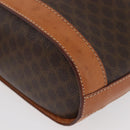 CELINE Macadam Canvas Mini Circle Bag PVC Leather Brown Gold Auth am11383A-11