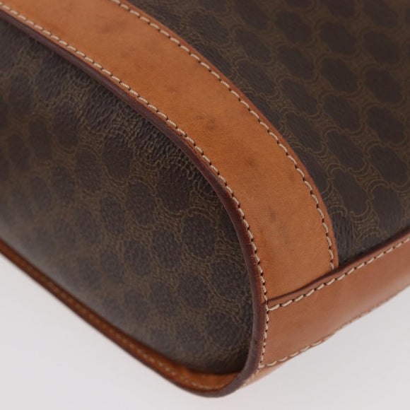CELINE Macadam Canvas Mini Circle Bag PVC Leather Brown Gold Auth am11383A
