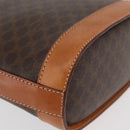 CELINE Macadam Canvas Mini Circle Bag PVC Leather Brown Gold Auth am11383A-12