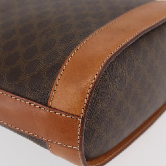 CELINE Macadam Canvas Mini Circle Bag PVC Leather Brown Gold Auth am11383A