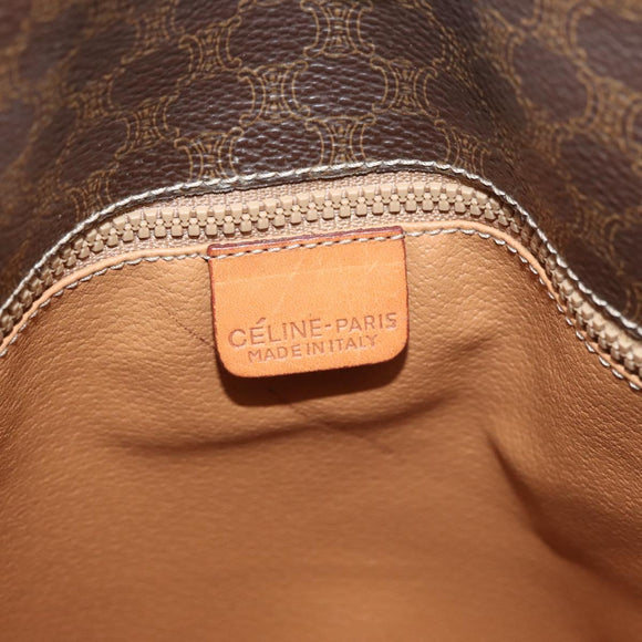 CELINE Macadam Canvas Mini Circle Bag PVC Leather Brown Gold Auth am11383A