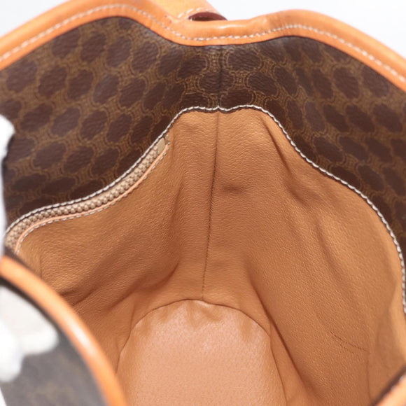 CELINE Macadam Canvas Mini Circle Bag PVC Leather Brown Gold Auth am11383A