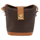 CELINE Macadam Canvas Mini Circle Bag PVC Leather Brown Gold Auth am11383A-2