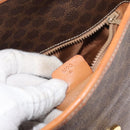 CELINE Macadam Canvas Mini Circle Bag PVC Leather Brown Gold Auth am11383A-22