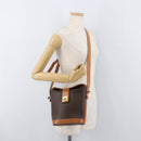 CELINE Macadam Canvas Mini Circle Bag PVC Leather Brown Gold Auth am11383A-23
