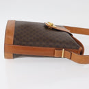CELINE Macadam Canvas Mini Circle Bag PVC Leather Brown Gold Auth am11383A-4