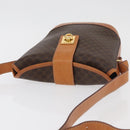 CELINE Macadam Canvas Mini Circle Bag PVC Leather Brown Gold Auth am11383A-6