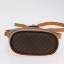 CELINE Macadam Canvas Mini Circle Bag PVC Leather Brown Gold Auth am11383A-9
