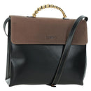 LOEWE Velazquez Hand Bag Leather 2way Brown Gold black Auth am11389V-1