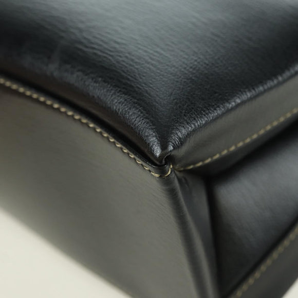 LOEWE Velazquez Hand Bag Leather 2way Brown Gold black Auth am11389V