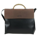 LOEWE Velazquez Hand Bag Leather 2way Brown Gold black Auth am11389V-13