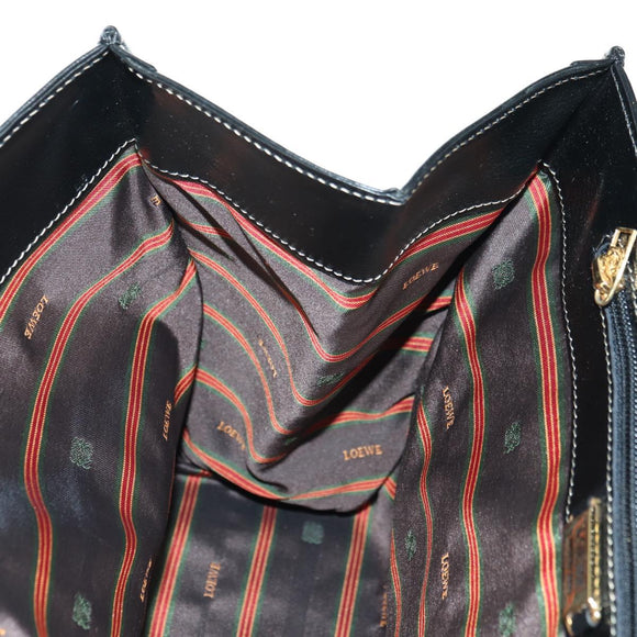 LOEWE Velazquez Hand Bag Leather 2way Brown Gold black Auth am11389V