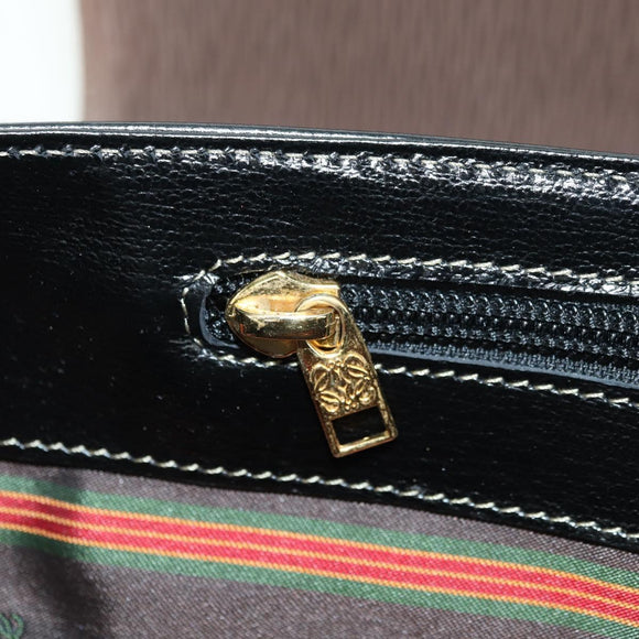 LOEWE Velazquez Hand Bag Leather 2way Brown Gold black Auth am11389V