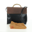 LOEWE Velazquez Hand Bag Leather 2way Brown Gold black Auth am11389V-12