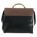 LOEWE Velazquez Hand Bag Leather 2way Brown Gold black Auth am11389V-2