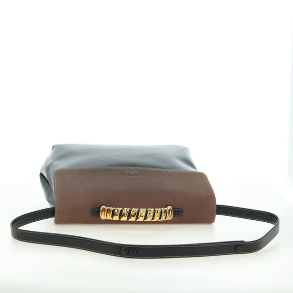 LOEWE Velazquez Hand Bag Leather 2way Brown Gold black Auth am11389V