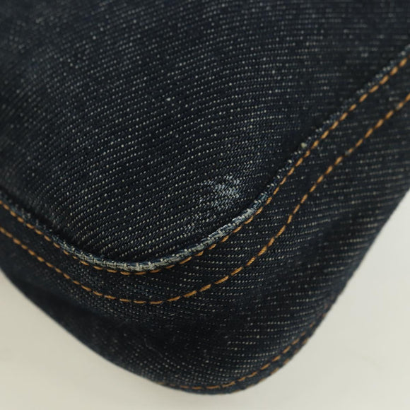 FENDI Mamma Baguette Shoulder Bag Denim Navy Silver Auth am11393V