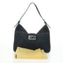 FENDI Mamma Baguette Shoulder Bag Denim Navy Silver Auth am11393V-26
