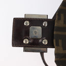 FENDI Zucca Canvas Nylon Flower Mamma Baguette Bag Black Brown Auth am11394A-20