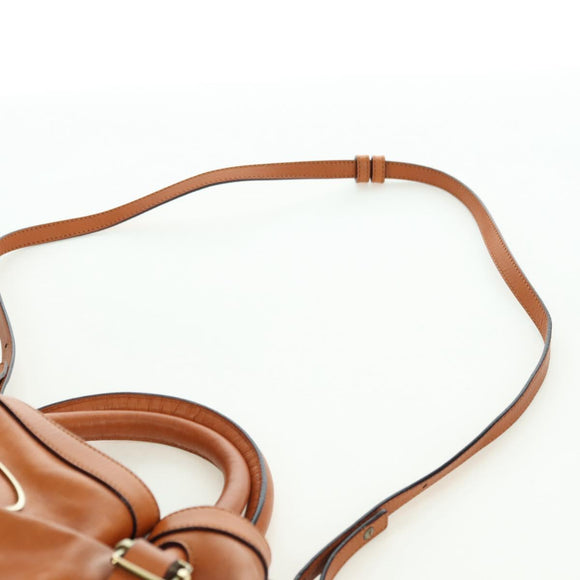 Chloe Victoria Handtasche Leder 2way Braun Gold Auth am11395V