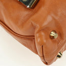 Chloe Victoria Handtasche Leder 2way Braun Gold Auth am11395V-9
