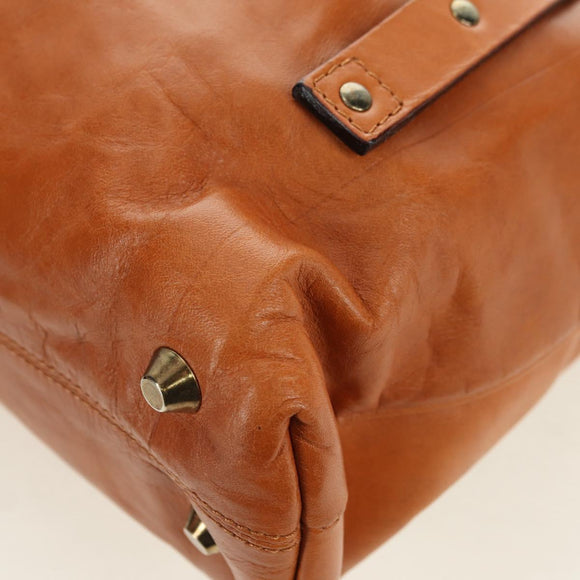 Chloe Victoria Handtasche Leder 2way Braun Gold Auth am11395V