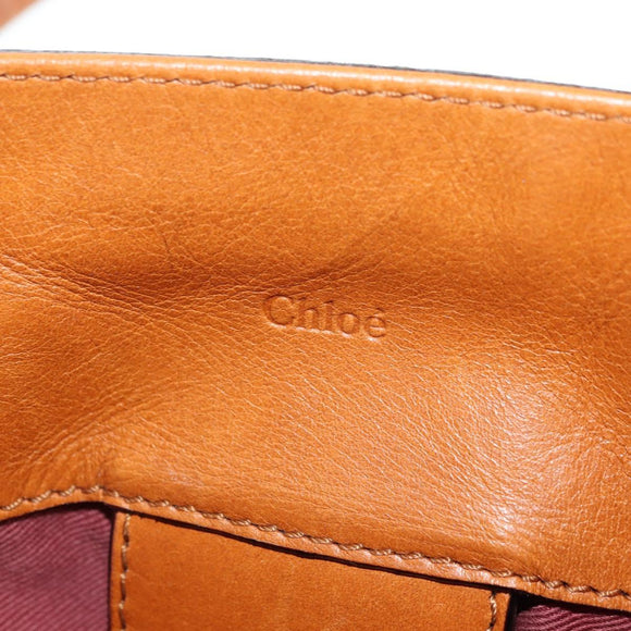 Chloe Victoria Handtasche Leder 2way Braun Gold Auth am11395V