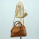 Chloe Victoria Handtasche Leder 2way Braun Gold Auth am11395V-24