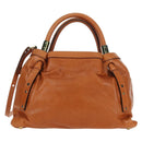 Chloe Victoria Handtasche Leder 2way Braun Gold Auth am11395V-2