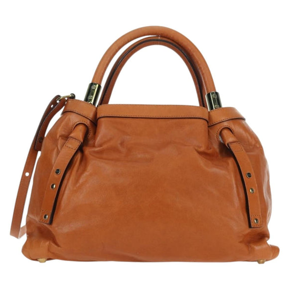 Chloe Victoria Handtasche Leder 2way Braun Gold Auth am11395V