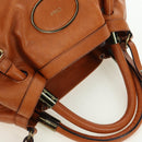 Chloe Victoria Handtasche Leder 2way Braun Gold Auth am11395V-6