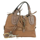 Chloe Kerala Hand Bag Leather Brown Gold Auth am11396A-1