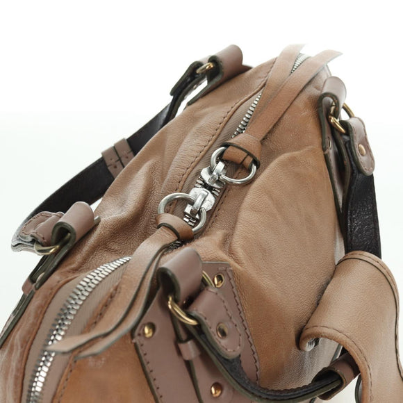 Chloe Kerala Hand Bag Leather Brown Gold Auth am11396A