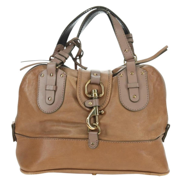 Chloe Kerala Hand Bag Leather Brown Gold Auth am11396A
