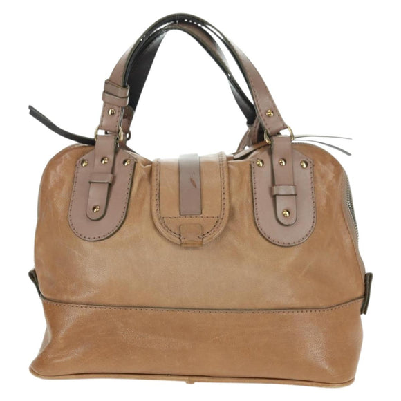 Chloe Kerala Hand Bag Leather Brown Gold Auth am11396A