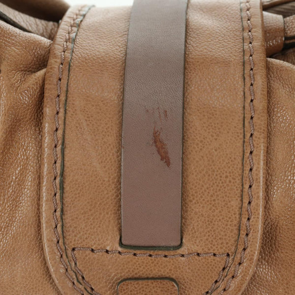 Chloe Kerala Hand Bag Leather Brown Gold Auth am11396A