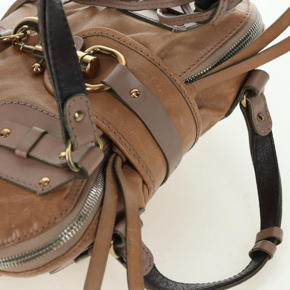 Chloe Kerala Hand Bag Leather Brown Gold Auth am11396A