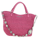 Miu Miu Matelasse Crystal Hand Bag Leather 2way Pink Silver RN0896 Auth am11397M-1