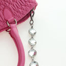 Miu Miu Matelasse Crystal Hand Bag Leather 2way Pink Silver RN0896 Auth am11397M-17