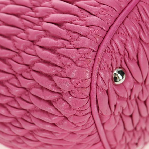 Miu Miu Matelasse Crystal Hand Bag Leather 2way Pink Silver RN0896 Auth am11397M