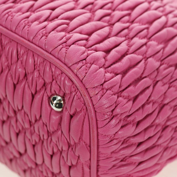 Miu Miu Matelasse Crystal Hand Bag Leather 2way Pink Silver RN0896 Auth am11397M