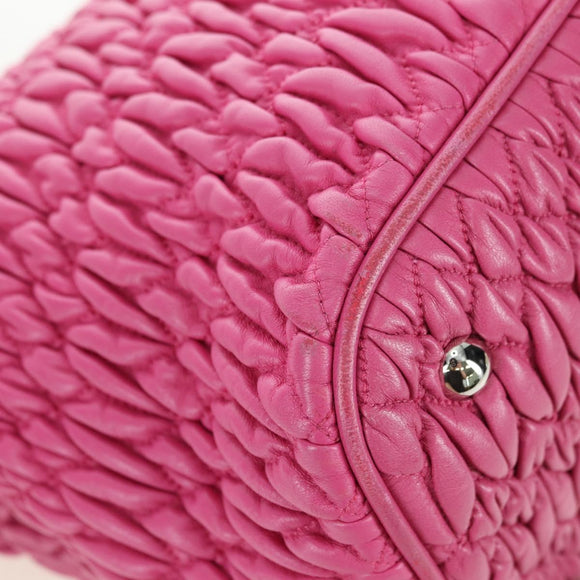 Miu Miu Matelasse Crystal Hand Bag Leather 2way Pink Silver RN0896 Auth am11397M