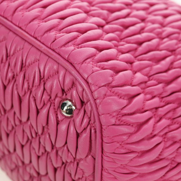 Miu Miu Matelasse Crystal Hand Bag Leather 2way Pink Silver RN0896 Auth am11397M