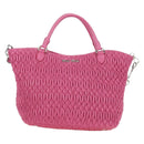 Miu Miu Matelasse Crystal Hand Bag Leather 2way Pink Silver RN0896 Auth am11397M-13