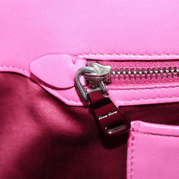 Miu Miu Matelasse Crystal Hand Bag Leather 2way Pink Silver RN0896 Auth am11397M