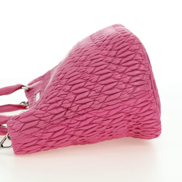Miu Miu Matelasse Crystal Hand Bag Leather 2way Pink Silver RN0896 Auth am11397M