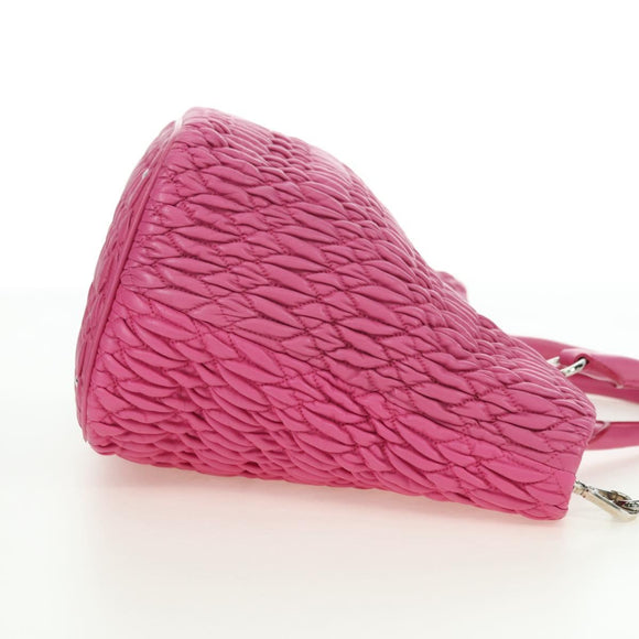 Miu Miu Matelasse Crystal Hand Bag Leather 2way Pink Silver RN0896 Auth am11397M
