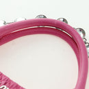 Miu Miu Matelasse Crystal Hand Bag Leather 2way Pink Silver RN0896 Auth am11397M-14