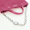 Miu Miu Matelasse Crystal Hand Bag Leather 2way Pink Silver RN0896 Auth am11397M-8